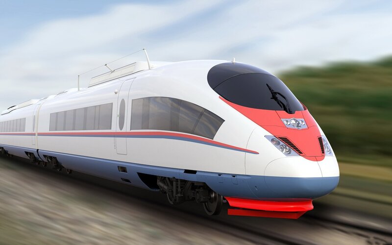 High-speed Train — White, Dynamic, Afternoon, 3d Render, Train Tracks