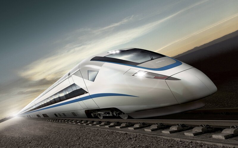 High-speed Train — White, Dynamic, Sunset, 3d Render