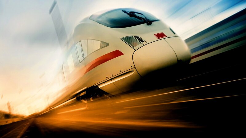 High-speed Train — White, Dynamic, Sunset, Photograph
