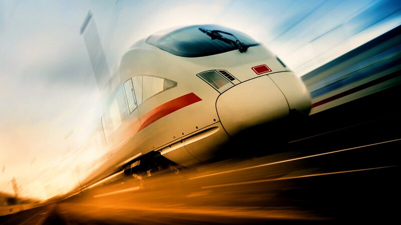 High-speed Train — White, Dynamic, Sunset, Photograph, Train Tracks