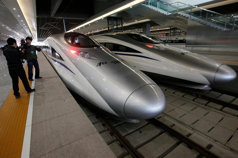 High-speed trains at station