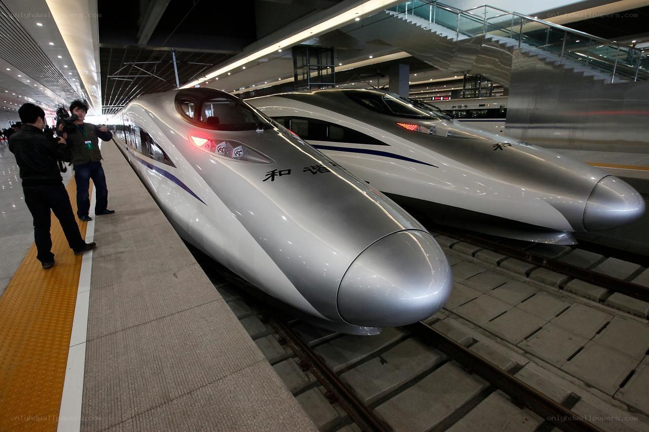 High-speed trains at station