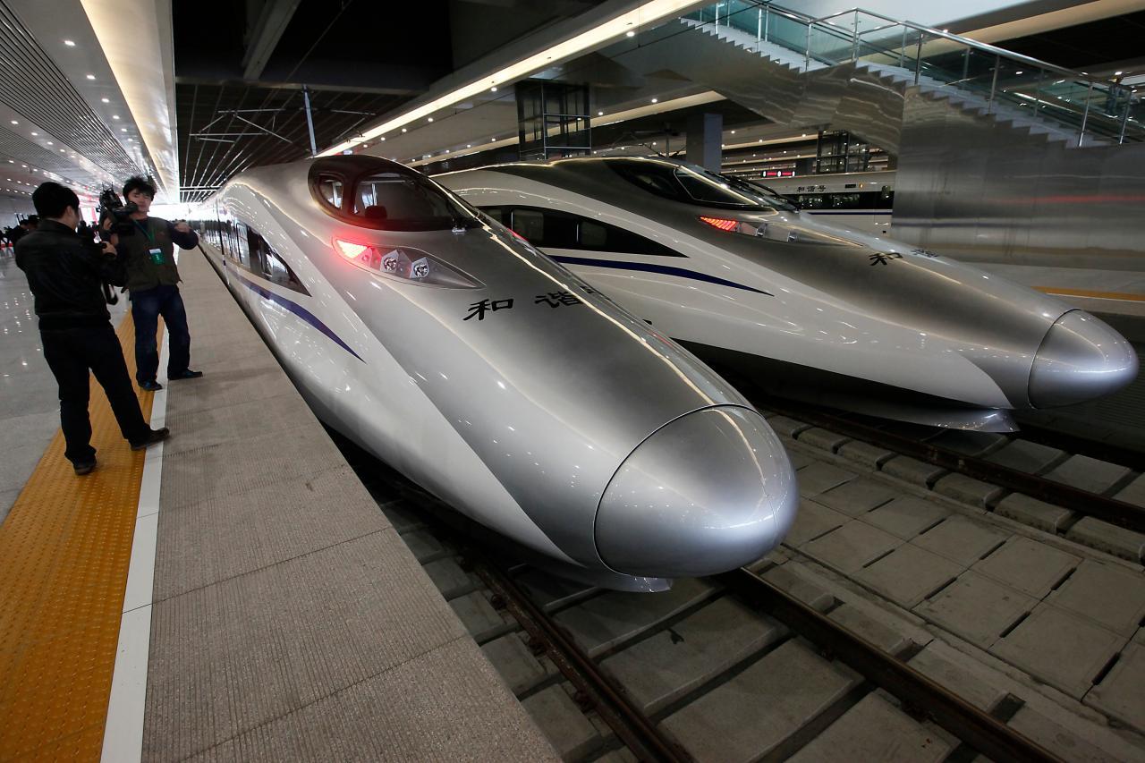 High-speed trains at station