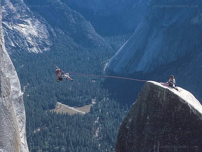 Highline on a mountain