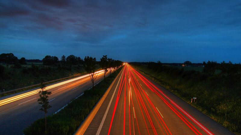 Highway at Dusk — Blue, Dramatic, Night