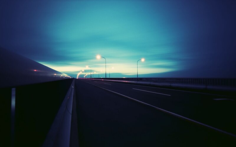 Highway at Dusk — Blue, Serene