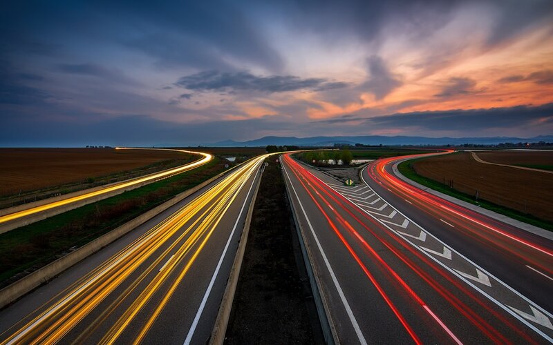 Highway at Dusk — Orange