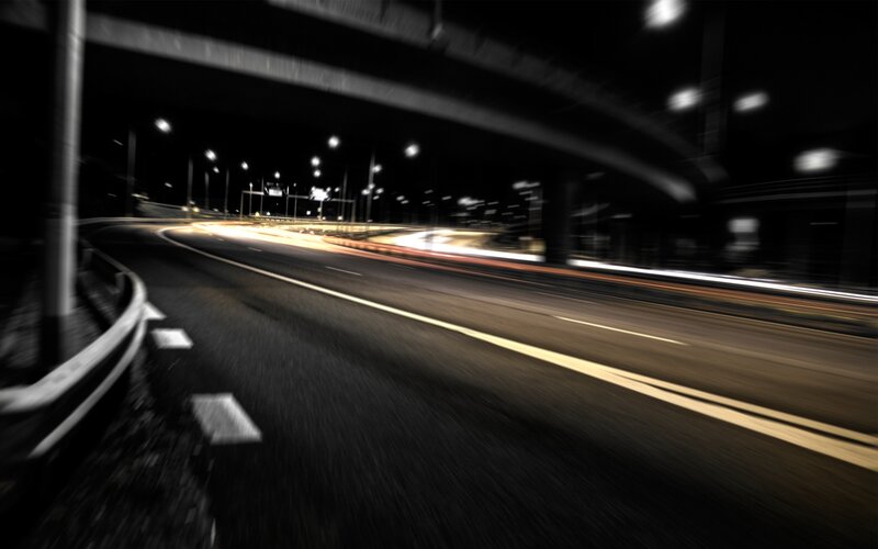 Highway at Night — Black, Dark, Photograph, Road
