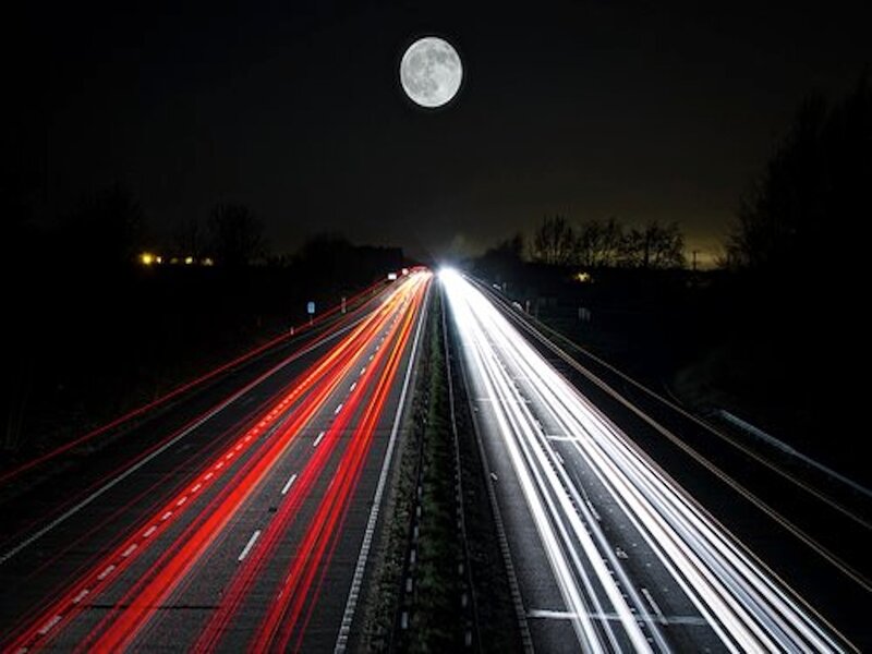 Highway at Night — Black, Dramatic