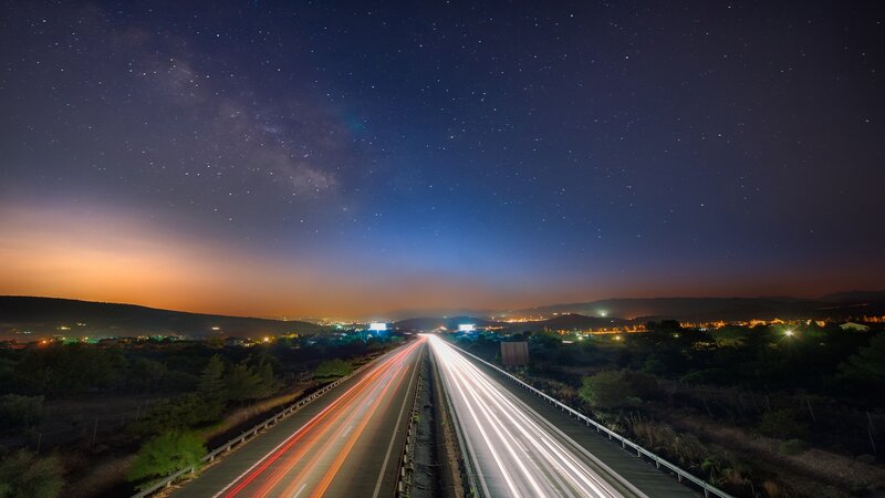 Highway at Night — Blue, Serene