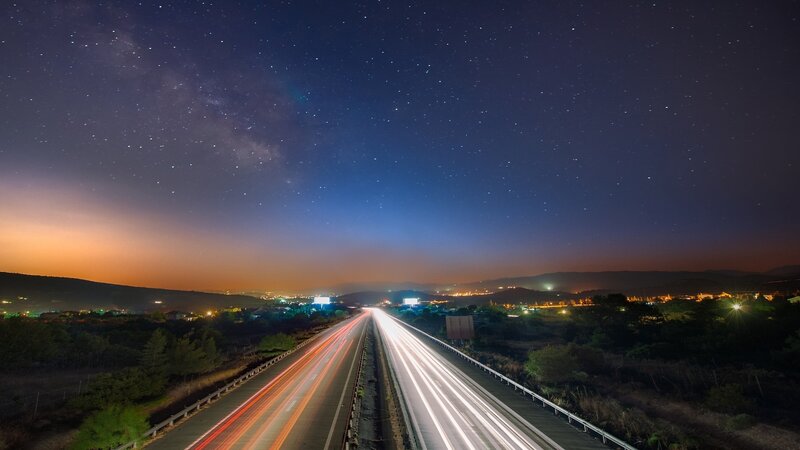 Highway at Night — Dark Blue, Serene