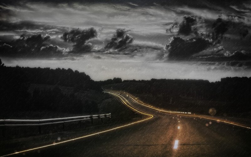 Highway at Night in Rain — Black
