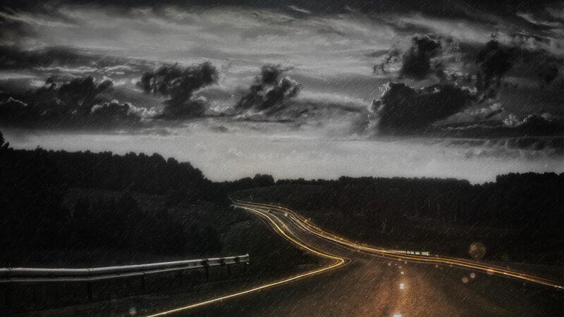 Highway at Night in Rain