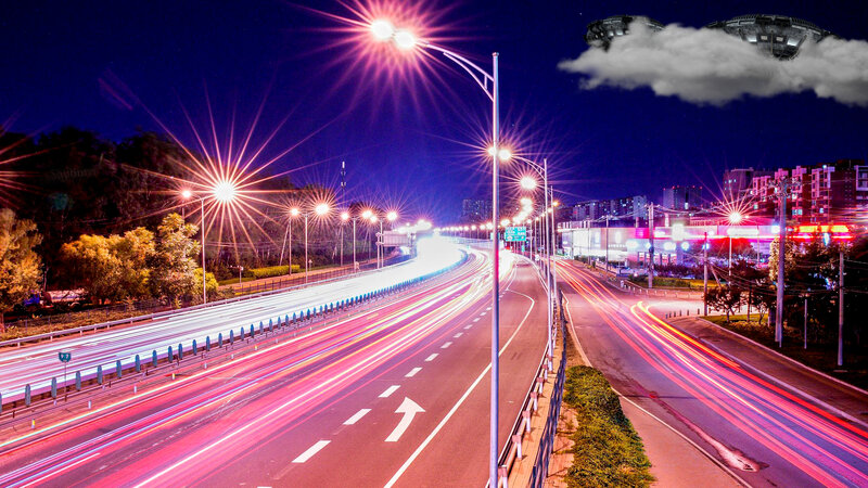 Highway at Night — Purple, Dramatic