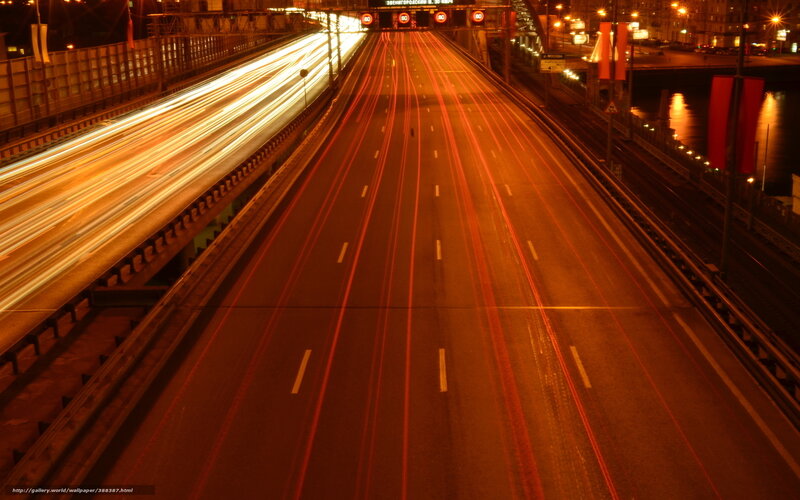 Highway at Night — Red, Dramatic
