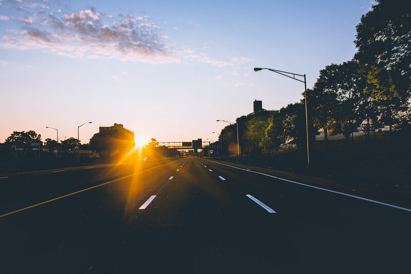 Highway at Sunrise — Blue
