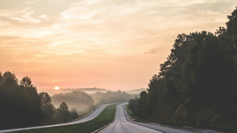Highway at Sunrise — Orange, Serene
