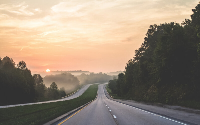 Highway at Sunrise — Orange