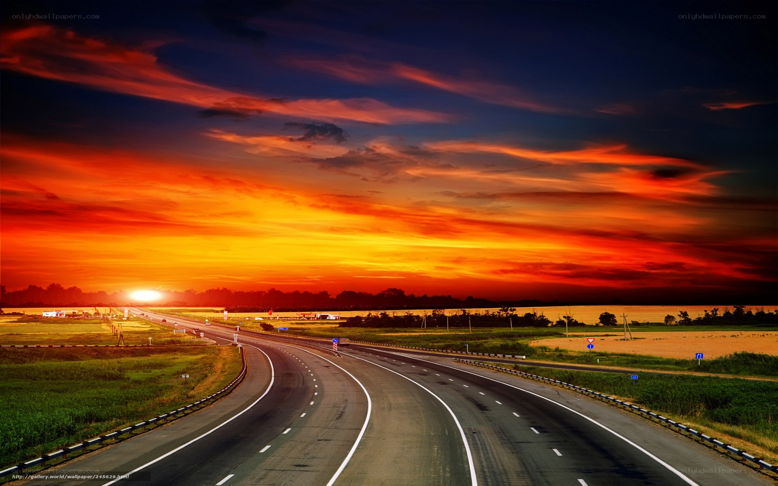 Highway at sunset