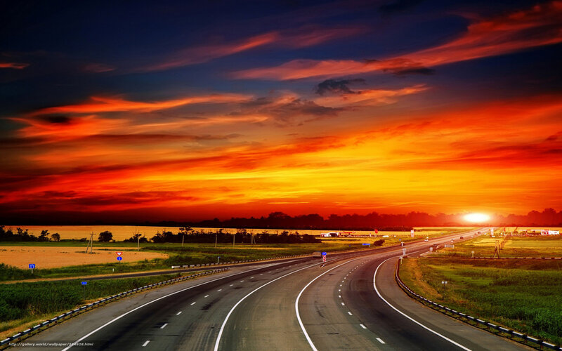 Highway at sunset