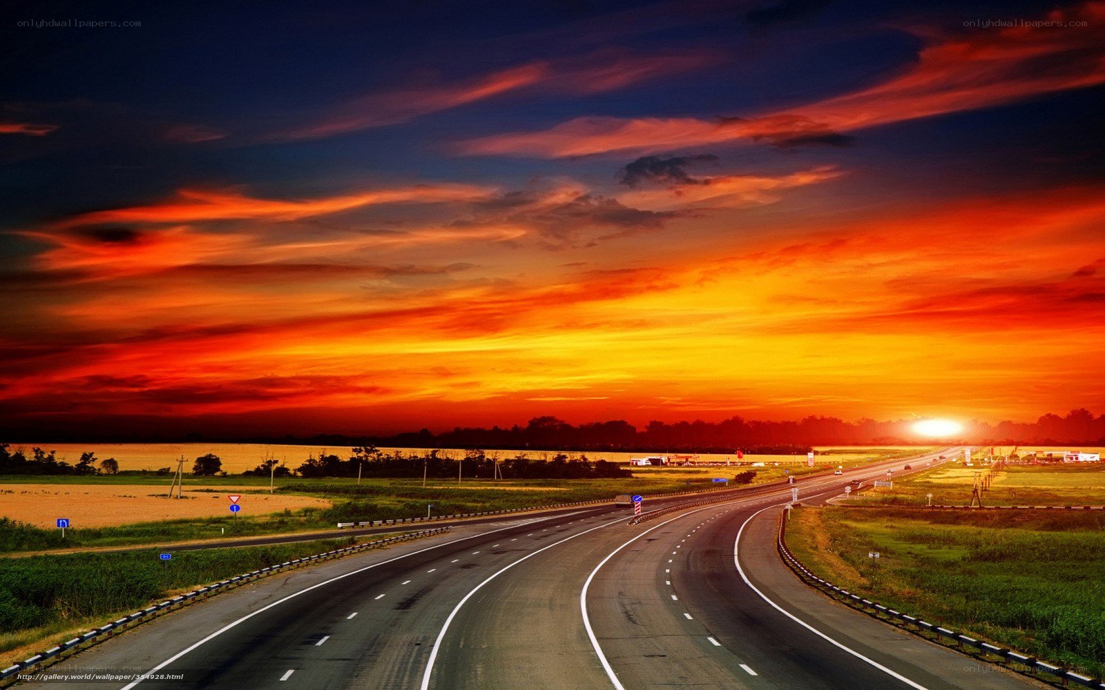 Highway at sunset