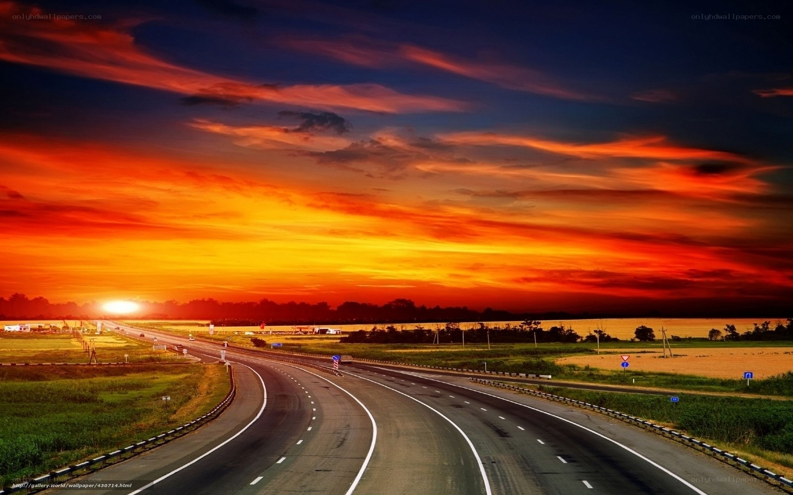 Highway at sunset