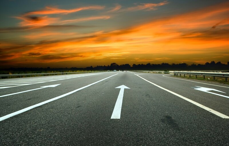 Highway at sunset