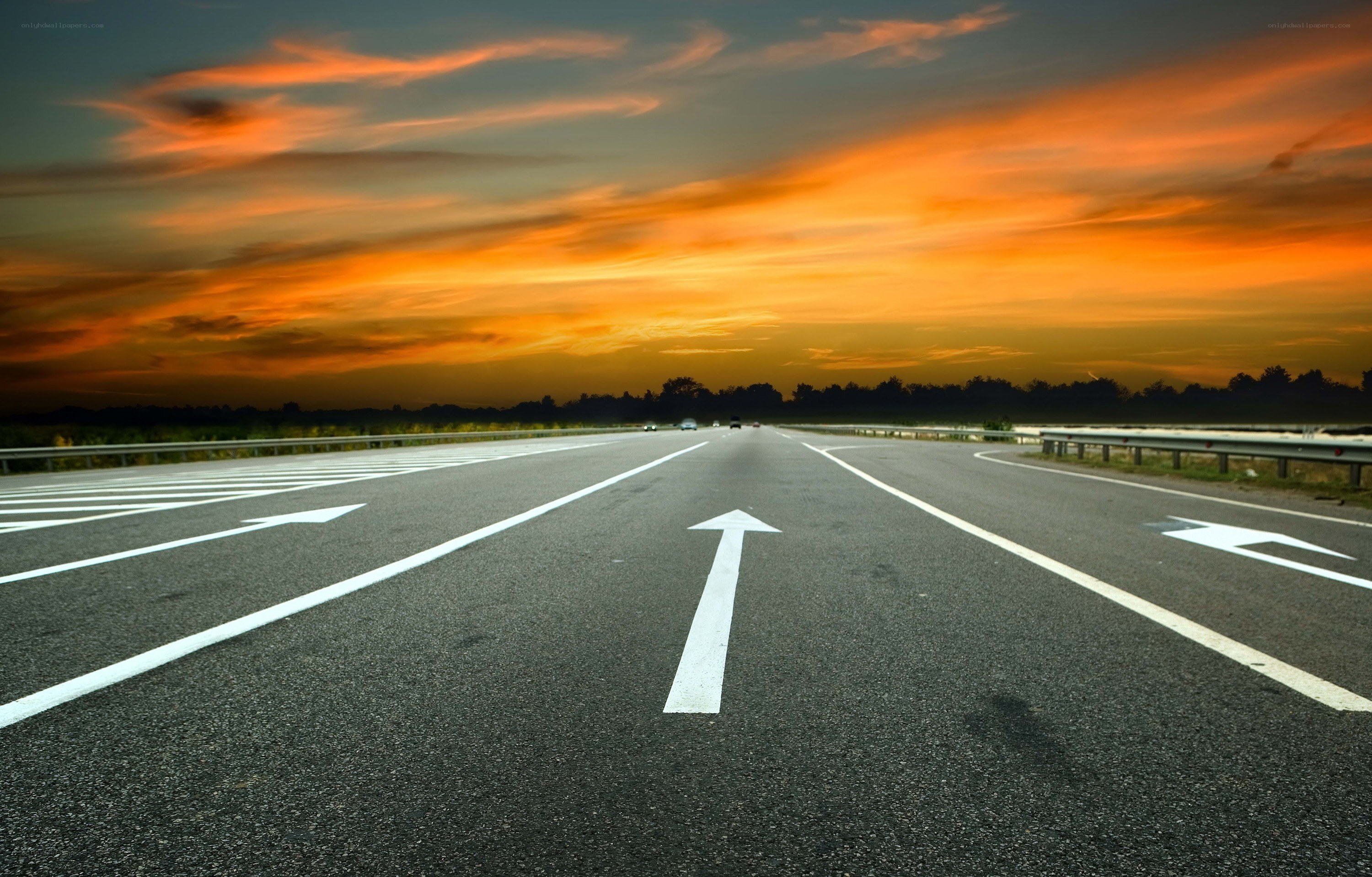 Highway at sunset
