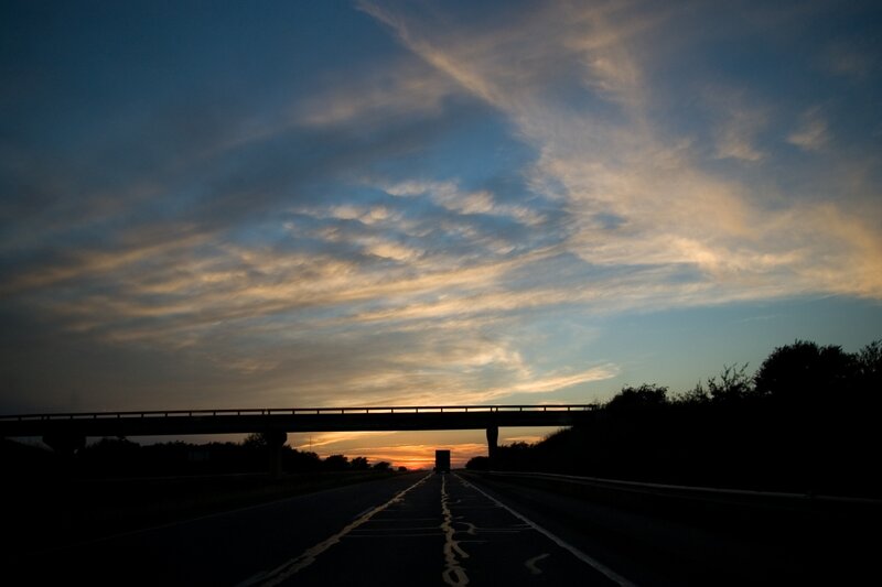Highway at Sunset — Blue, Dramatic