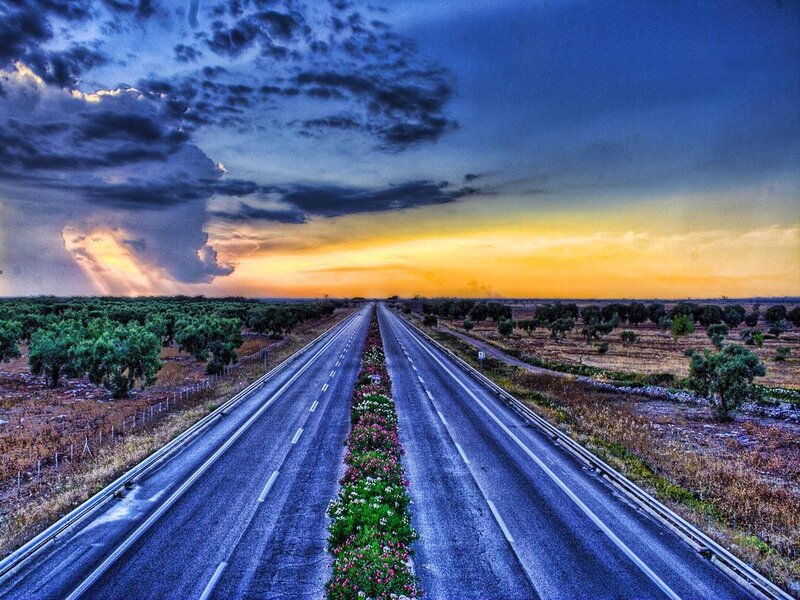 Highway at Sunset — Blue