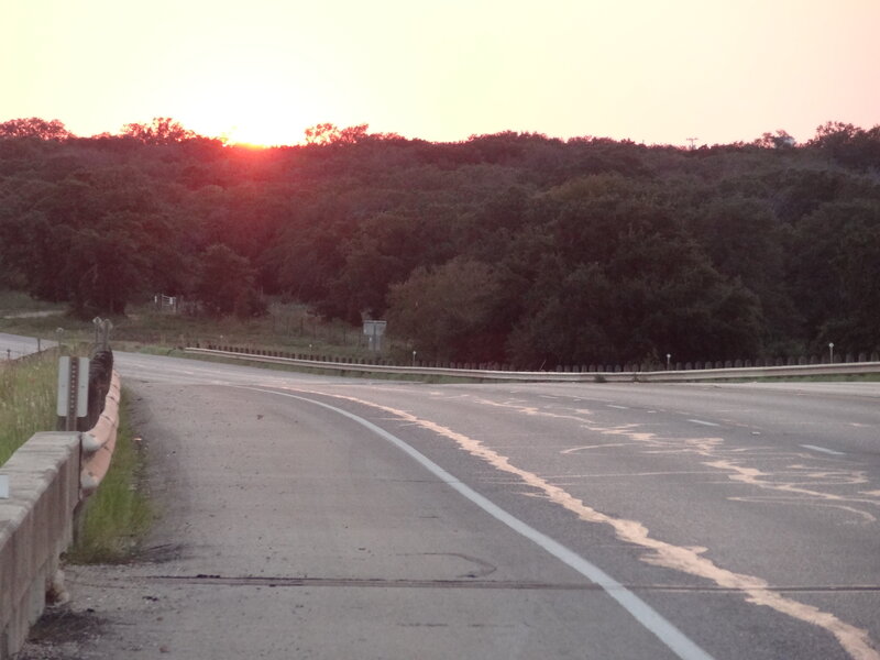 Highway at Sunset — Orange, Serene, Photograph, Trees