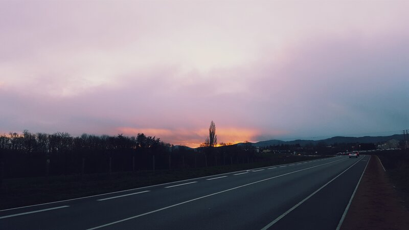 Highway at Sunset — Purple