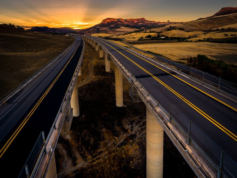 Highway Bridge at Sunset