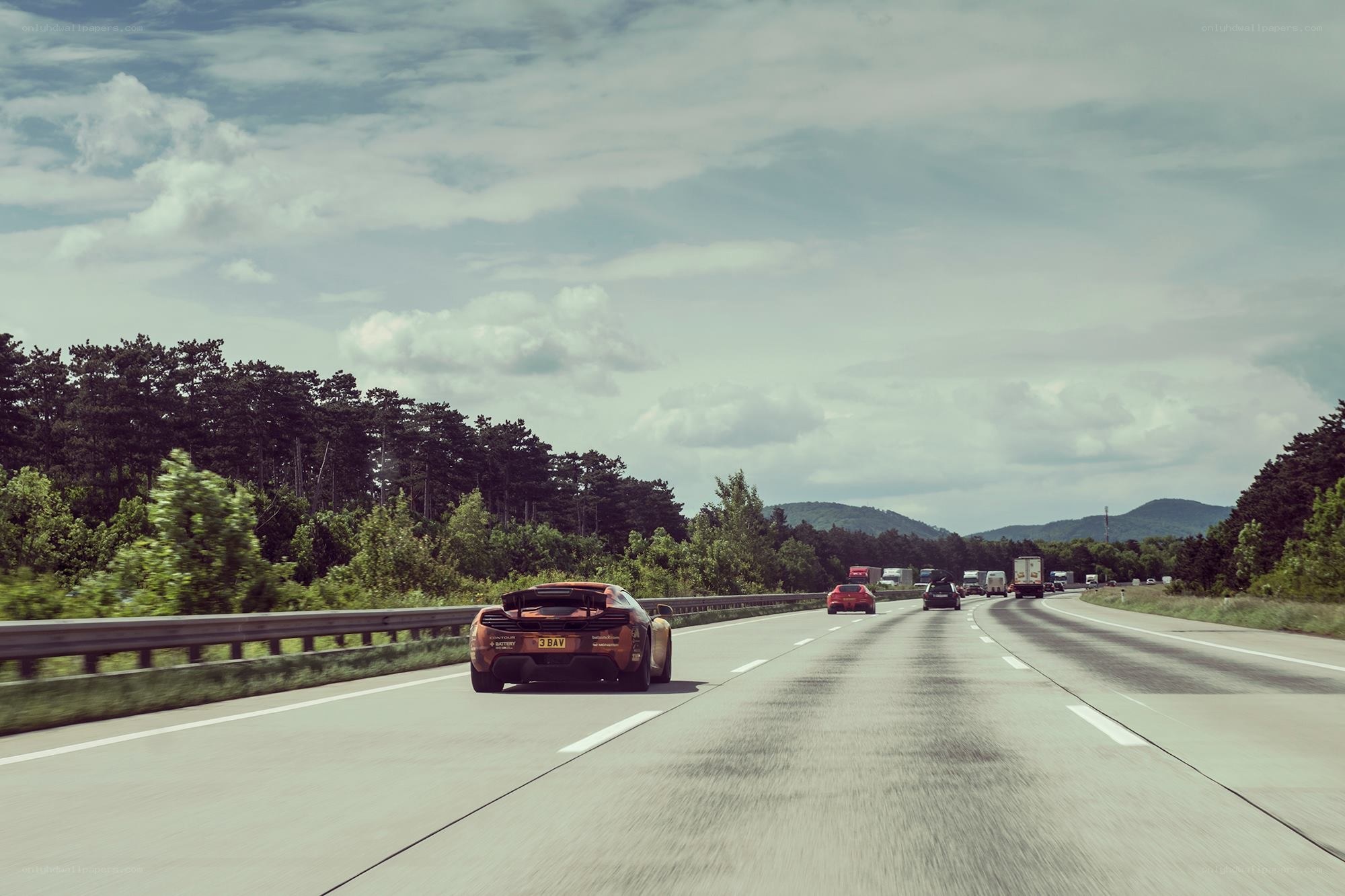 Highway driving scene