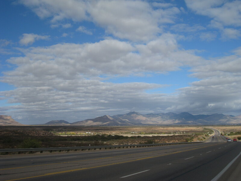 Highway in Desert Landscape — Blue, Open