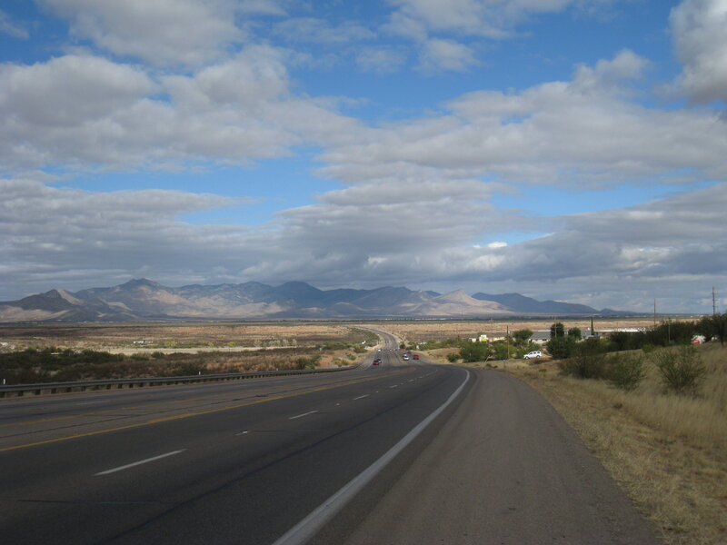 Highway in Desert Landscape — Blue
