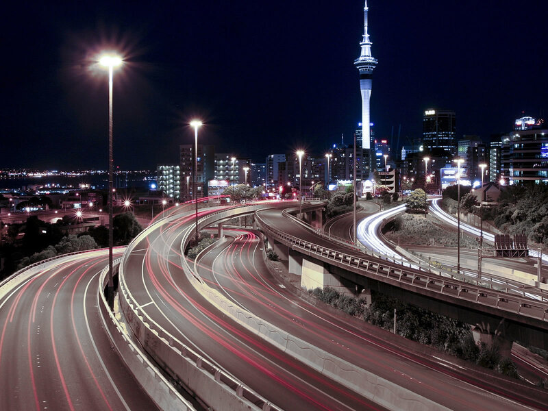 Highway Interchange at Night — Black