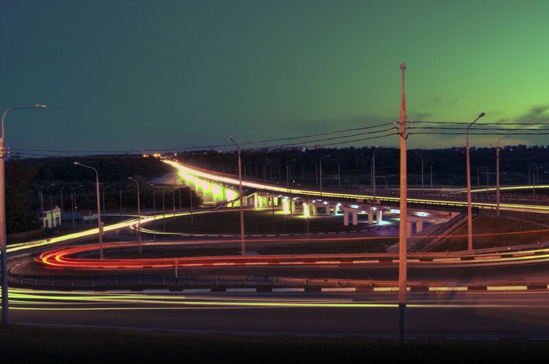 Highway Interchange at Night — Green
