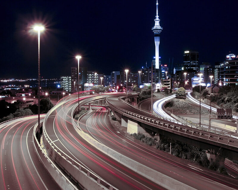 Highway Interchange at Night
