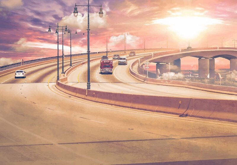 Highway Interchange at Sunset — Orange, Serene