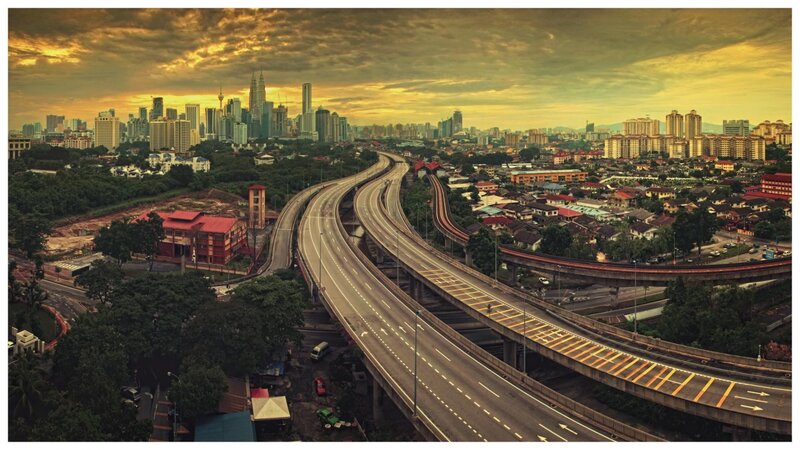Highway Interchange in City — Yellow