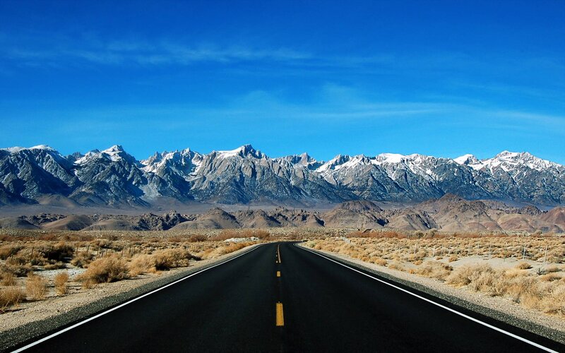 Highway Leading to Mountains — Blue, Serene
