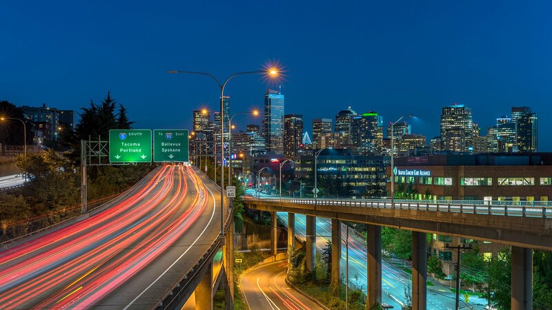 Highway Light Trails — Blue