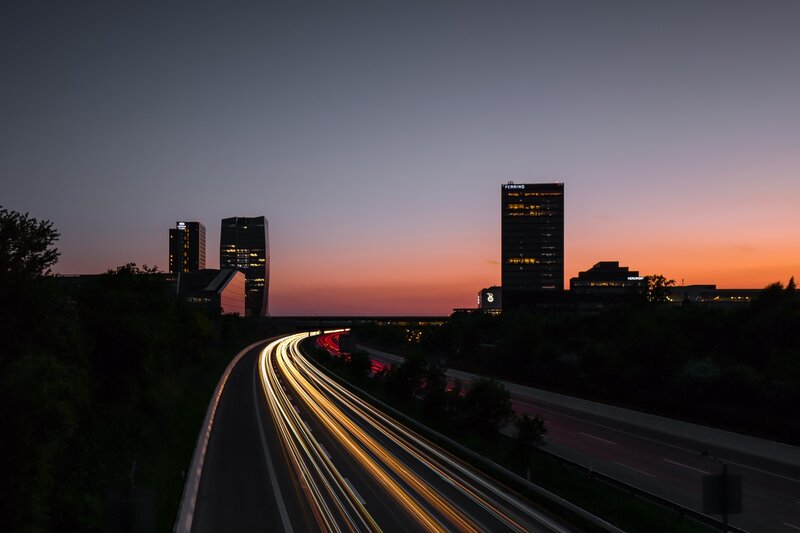 Highway Light Trails — Orange
