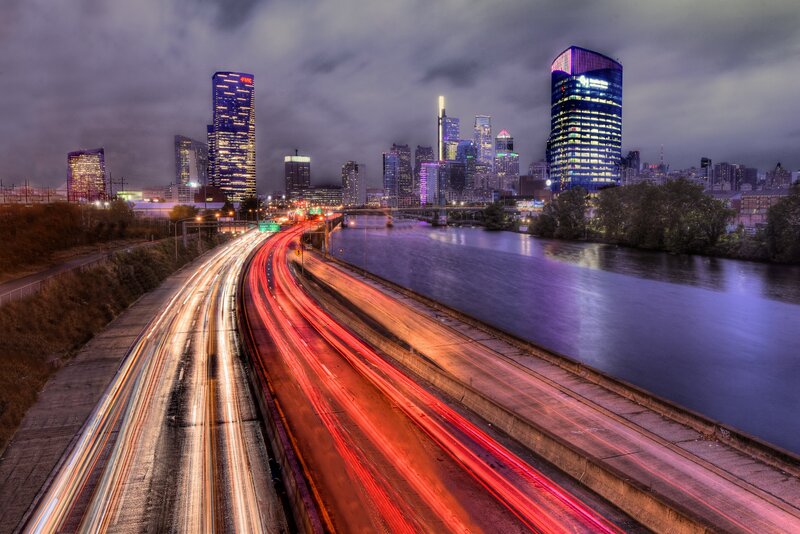 Highway Light Trails — Red, Dramatic