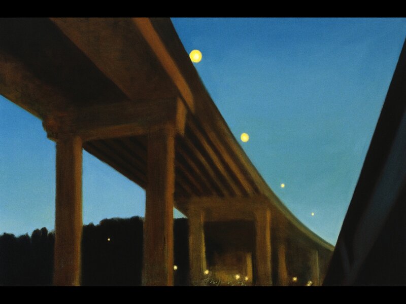 Highway Overpass at Dusk — Blue