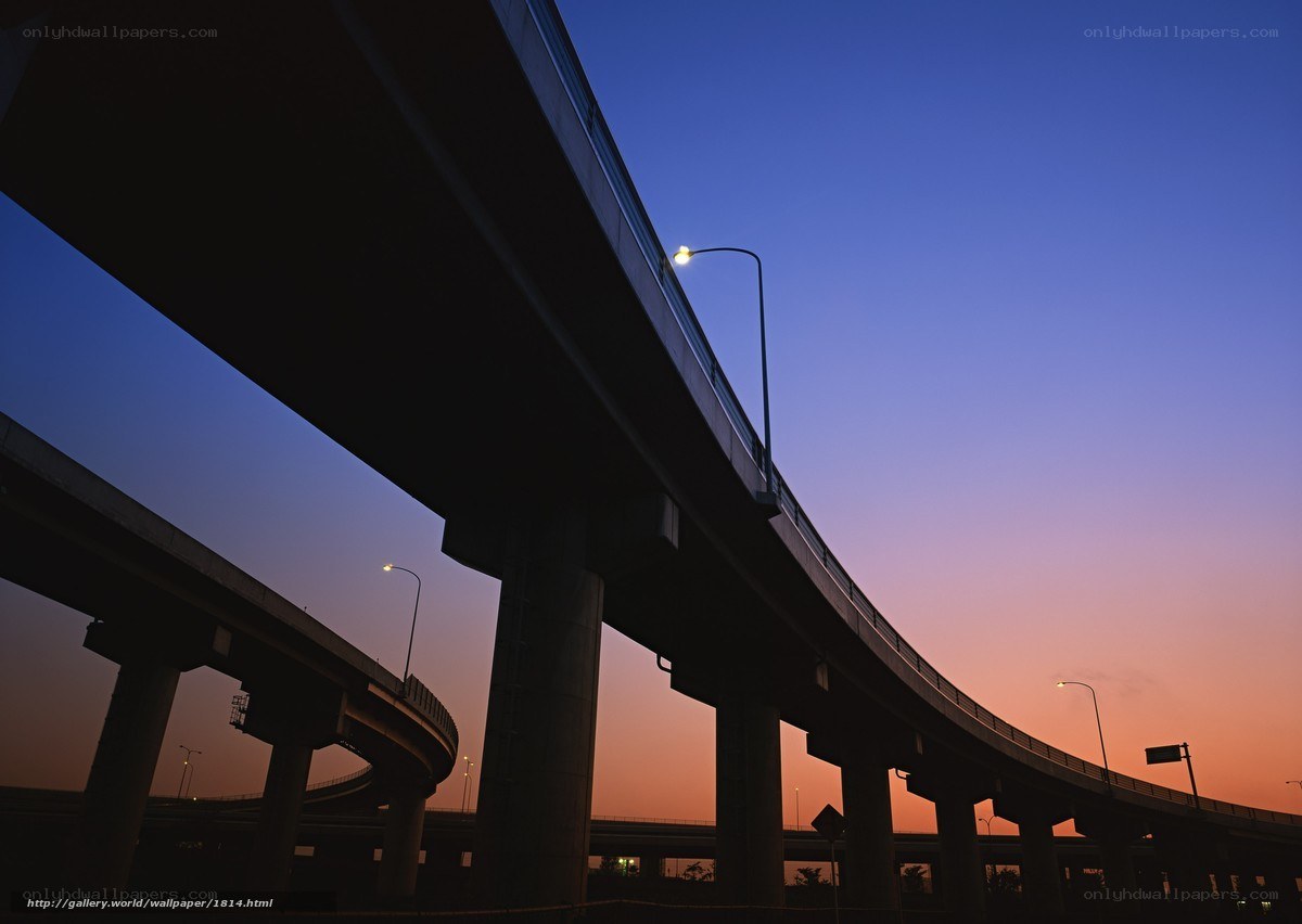 Highway overpass at dusk
