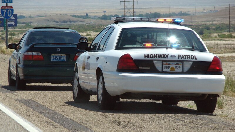 Highway patrol car on road