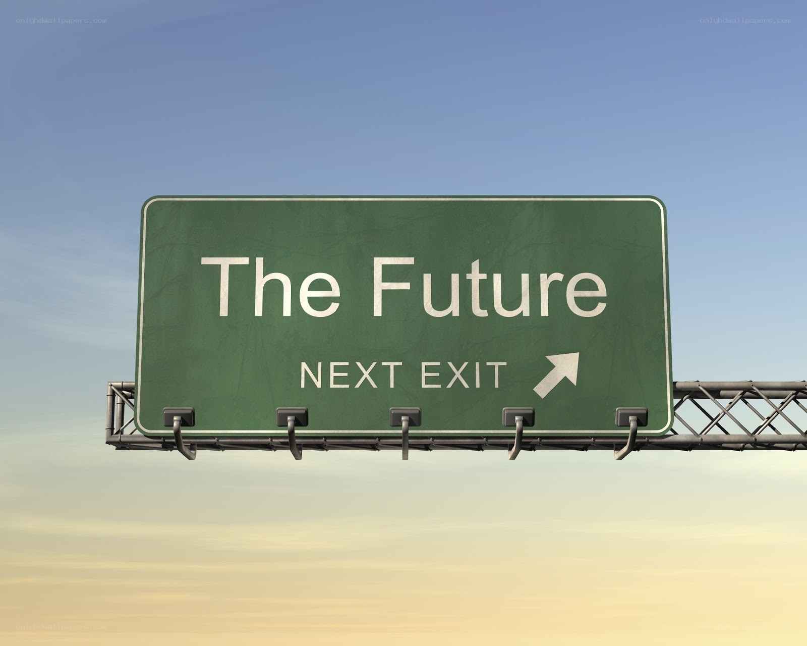 Highway sign pointing to the future