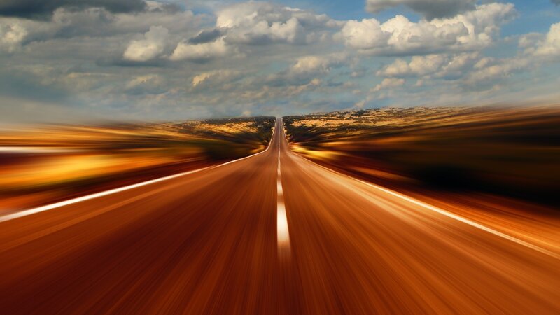 Highway Stretching into Distance — Orange